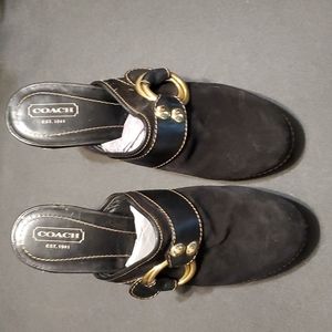New Coach black suede Claude mules size 11B